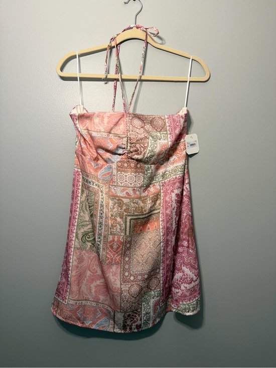 Altar'd State Dresses & Skirts - Altar'd State Pink & Green Paisley Patchwork Halter Mini Dress